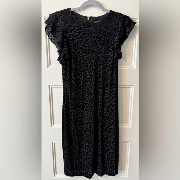 TOMMY HILFIGER Flutter Short Sleeve 
Leopard Print Sheath Dress Sz 4 - Picture 1 of 7